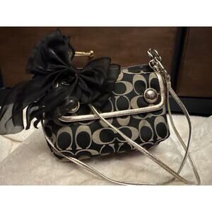 Coach Poppy Crossbody Black / Gray Silver Metallic